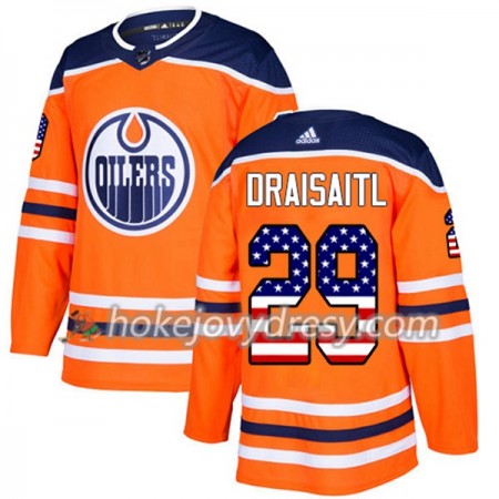 Pánské Hokejový Dres Edmonton Oilers Leon Draisaitl 29 2017-2018 USA Flag Fashion Oranžová Adidas Authentic